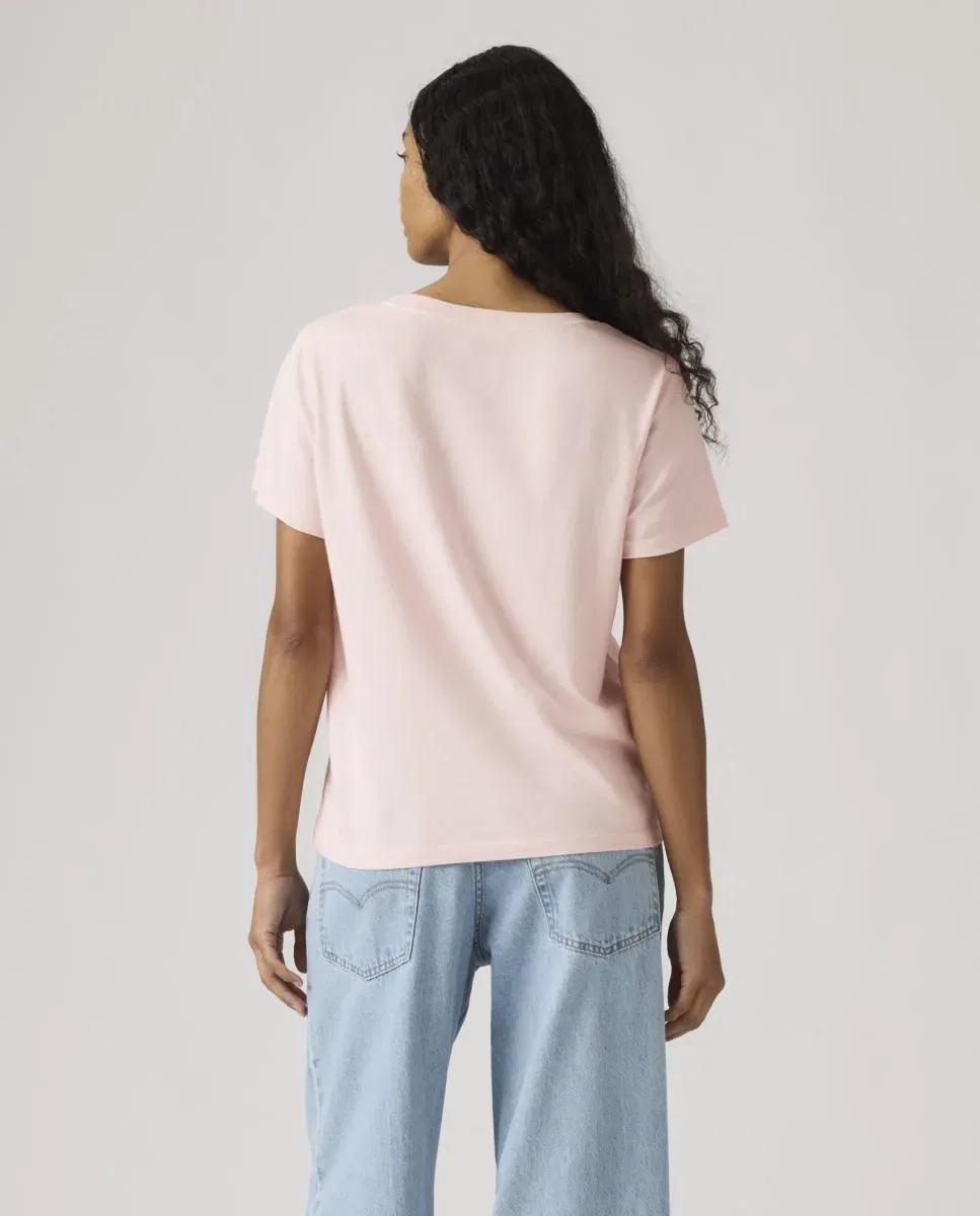 Женская футболка с коротким рукавом с V-образным вырезом Levi's, Rosa Claro — фото 2