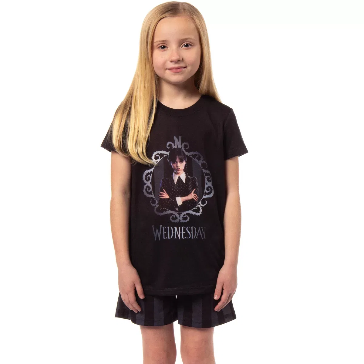Детский комплект пижамы для девочек с принтом Wednesday Addams Wednesday Series, Black