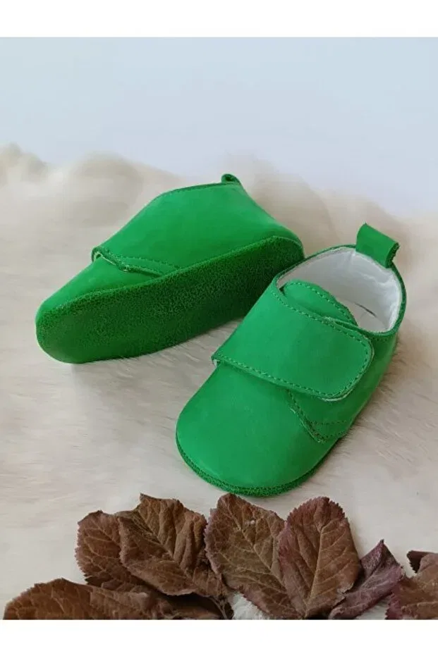 Детские ботинки для мальчиков из натуральной кожи Pistachio Green Genuine Leather Velcro Baby Shoes Hodore, Pistachio Green — фото 2