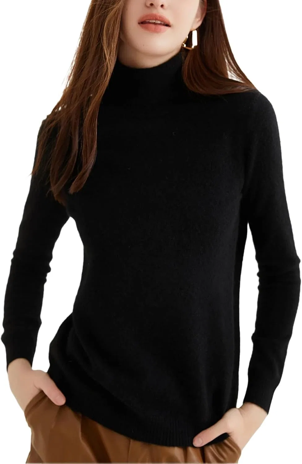 Женский свитер с высоким воротником, Casual Warm Fashion Top, чёрный