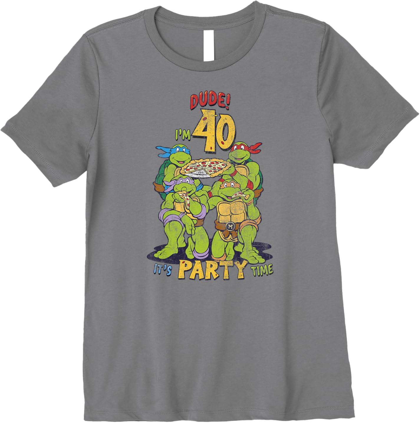 

Женская футболка Teenage Mutant Ninja Turtles 40th Birthday Pizza Party Premium, серый