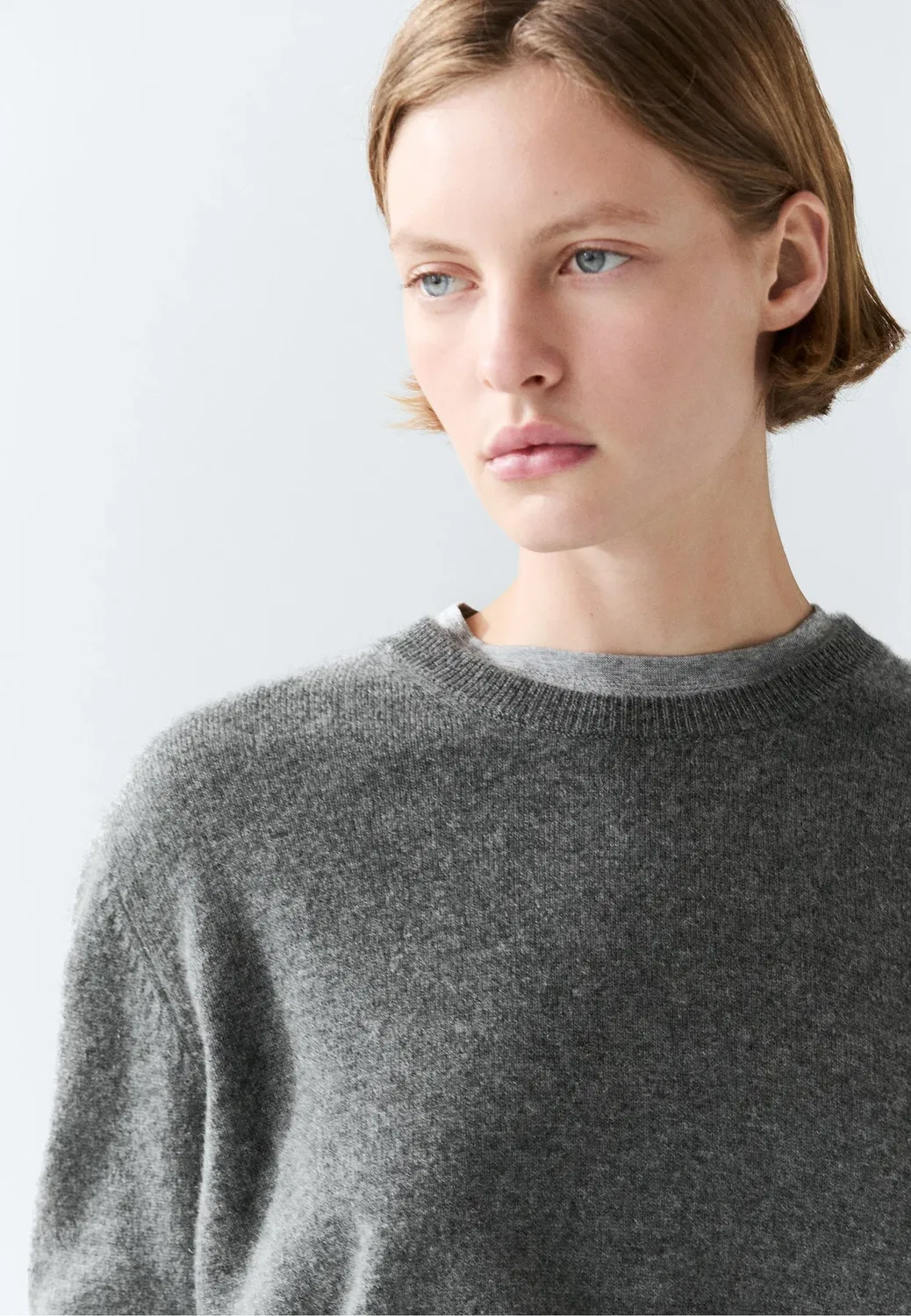 Свитер с длинными рукавами из 100% кашемира Massimo Dutti, Grey — фото 4