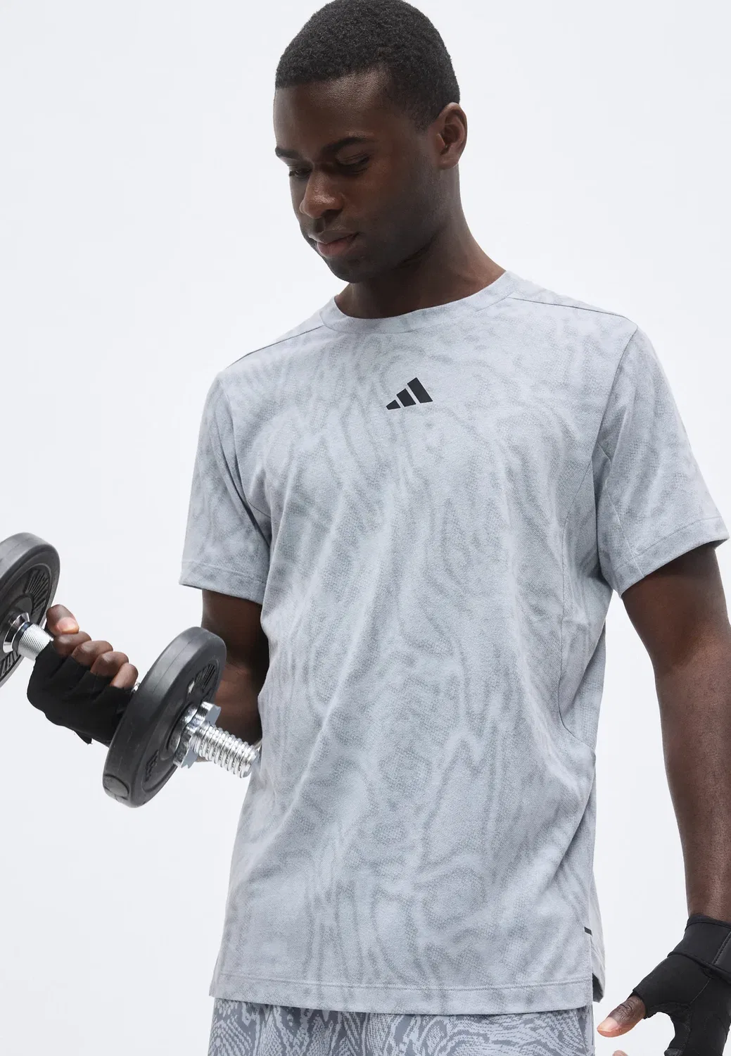 Футболка с принтом D4T power tee Adidas Performance, Halo Silver-Coloured/Grey — фото 4