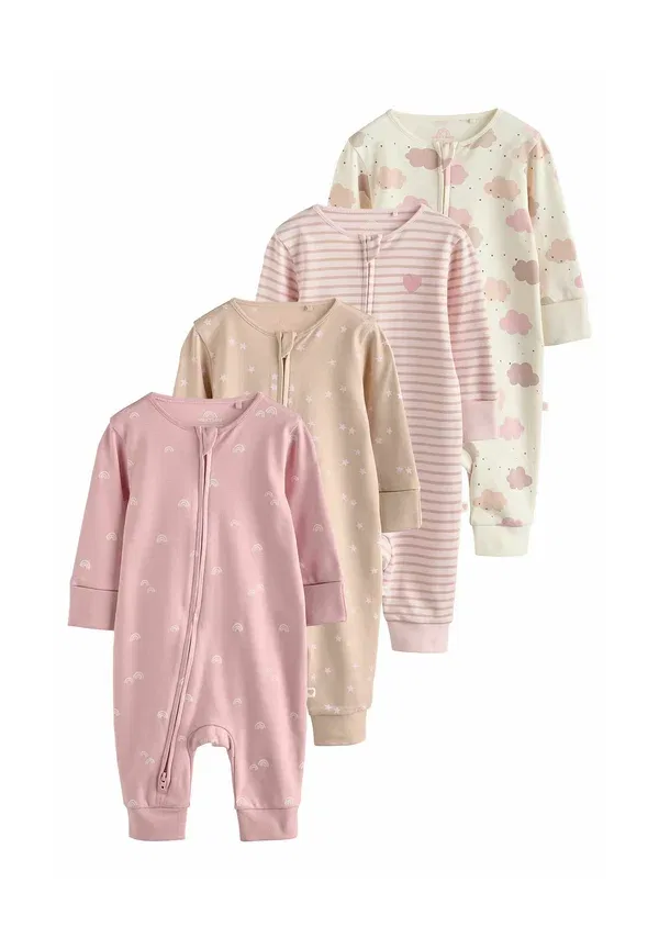 Комплект боди с принтом Regular fit two way zip footless 4 pack Next, Pink, розовый