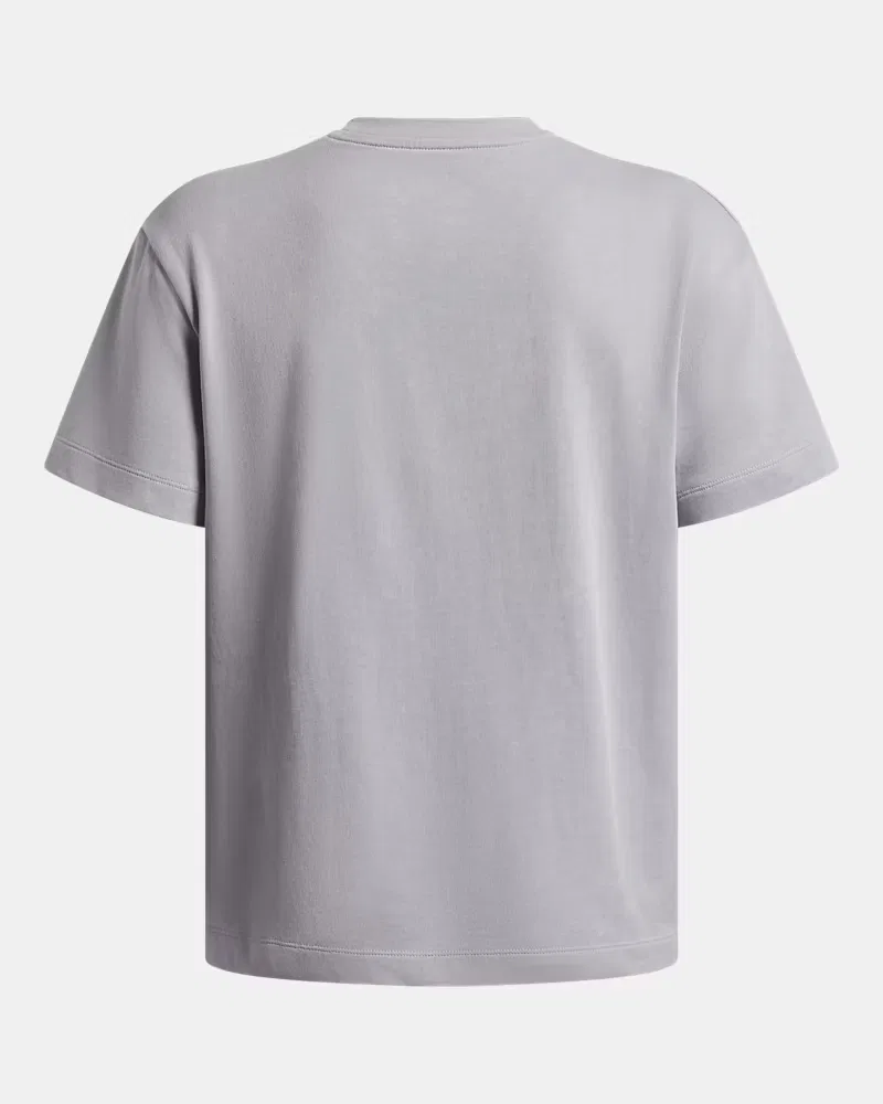 Футболка оверсайз для мальчиков с эффектом wash UA Heavyweight Wash UnderArmour, Mod Gray/White — фото 2
