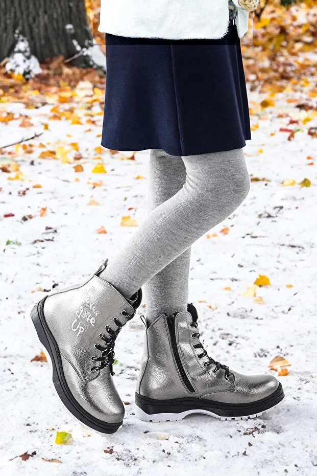 Детские ботинки для девочек с термоподошвой Kiko Kids, Platinum — фото 3
