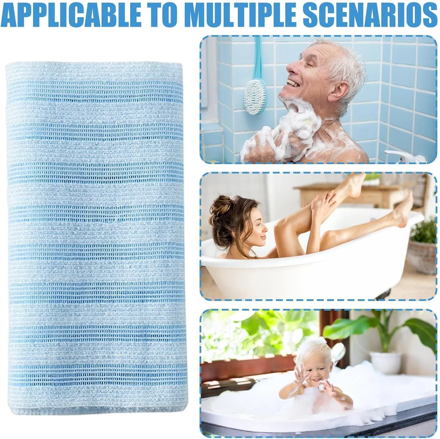 Мочалка для тела Body Exfoliating Towel, Generisch, Lightblue — фото 4