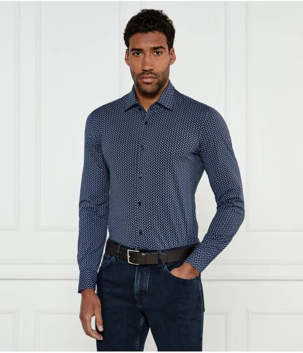Мужская рубашка с длинным рукавом P-Hank-Kent-C1-222 Slim Fit BOSS, Blu Marino