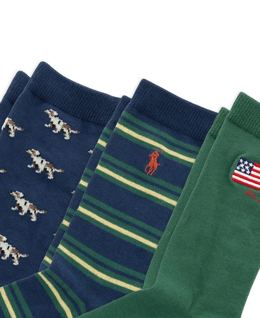 Комплект носков с принтом RL67 Polo Ralph Lauren, Dark Green Multi — фото 2