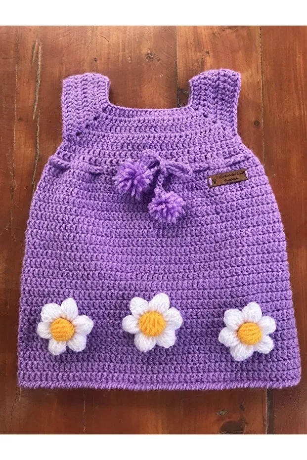 Детское платье для девочек с принтом Sihirli Eller, Purple — фото 3