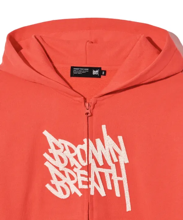 Детская толстовка на молнии с капюшоном, Kids tag hood zip up, Brownbreath Kids, оранжевый — фото 4