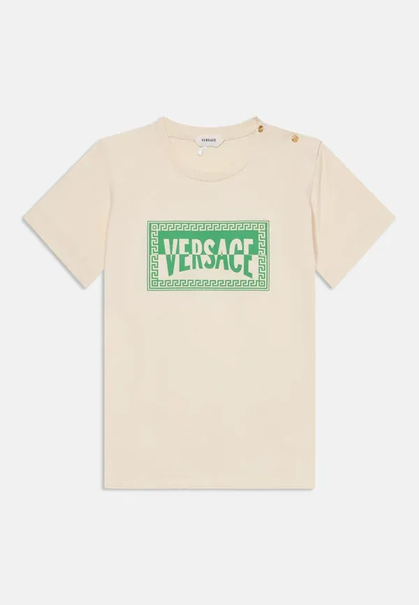 Футболка унисекс с контрастным логотипом Versace, зеленый/кремовый