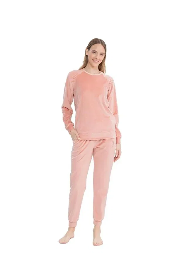 Женская пижама из вельвета с длинным рукавом U.S. Polo Assn., Salmon