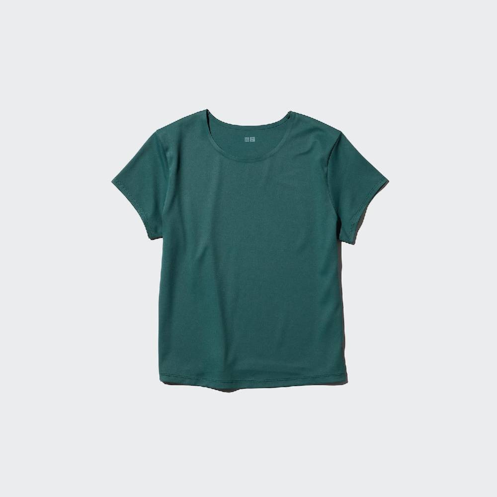 Футболка Uniqlo Ultra Stretch Active T, 55 зеленый