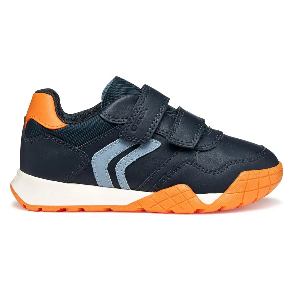 Детские кроссовки для мальчиков дышащие Geox J Rann-e Boy, Navy Arancio