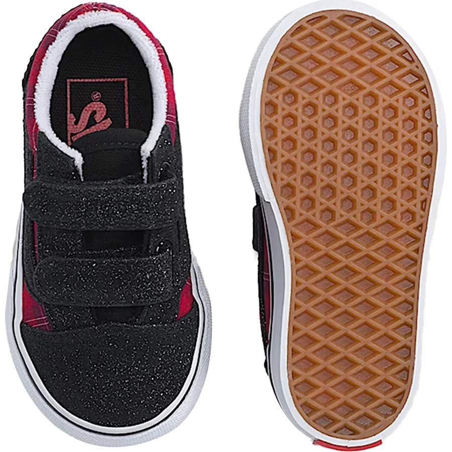 Детские кроссовки Vans Old Skool V, Черно-красный — фото 4