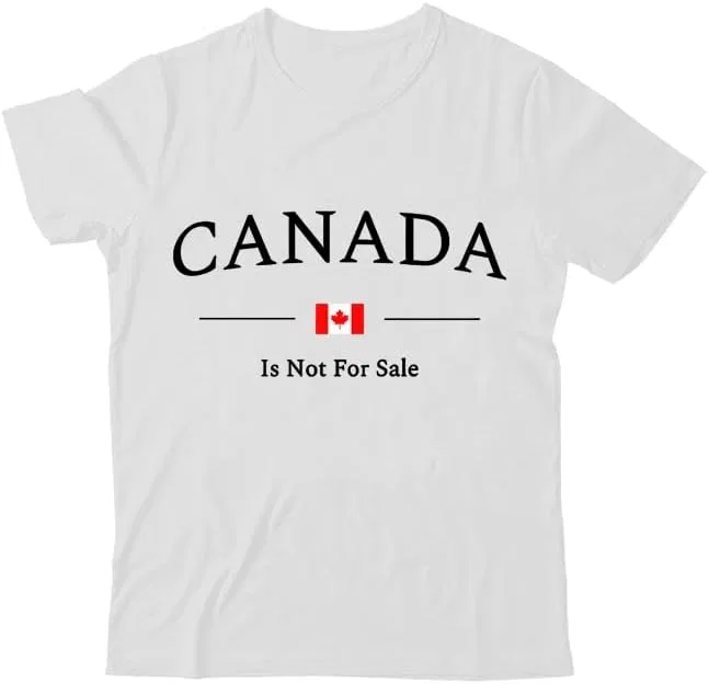 Женская футболка с принтом V-образным вырезом, Canada is Not for Sale, White
