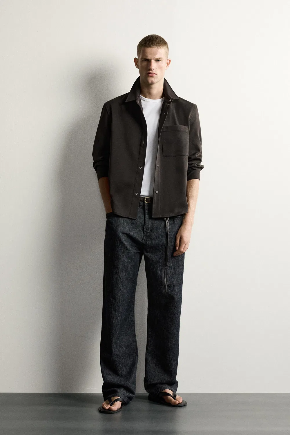 Комфортная рубашка без складок ZARA, Braun