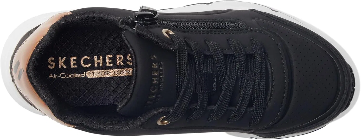 Детские кроссовки для девочек с молнией Uno Gen1-Zip and Stride Skechers, Black/Rosegold — фото 2