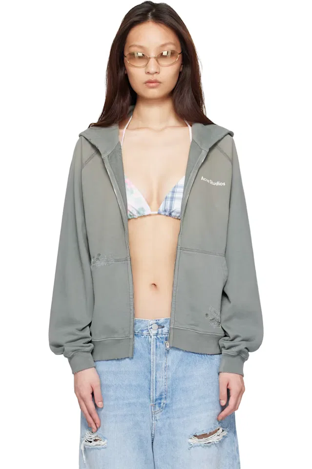 Худи Mended Fleece цвета хаки Acne Studios