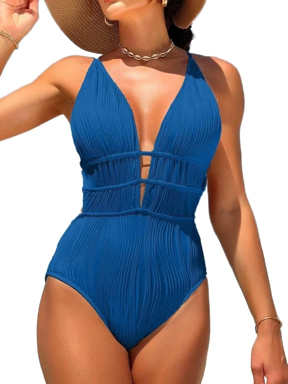 Женский монокини с открытой спиной и вырезами, Royal Blue