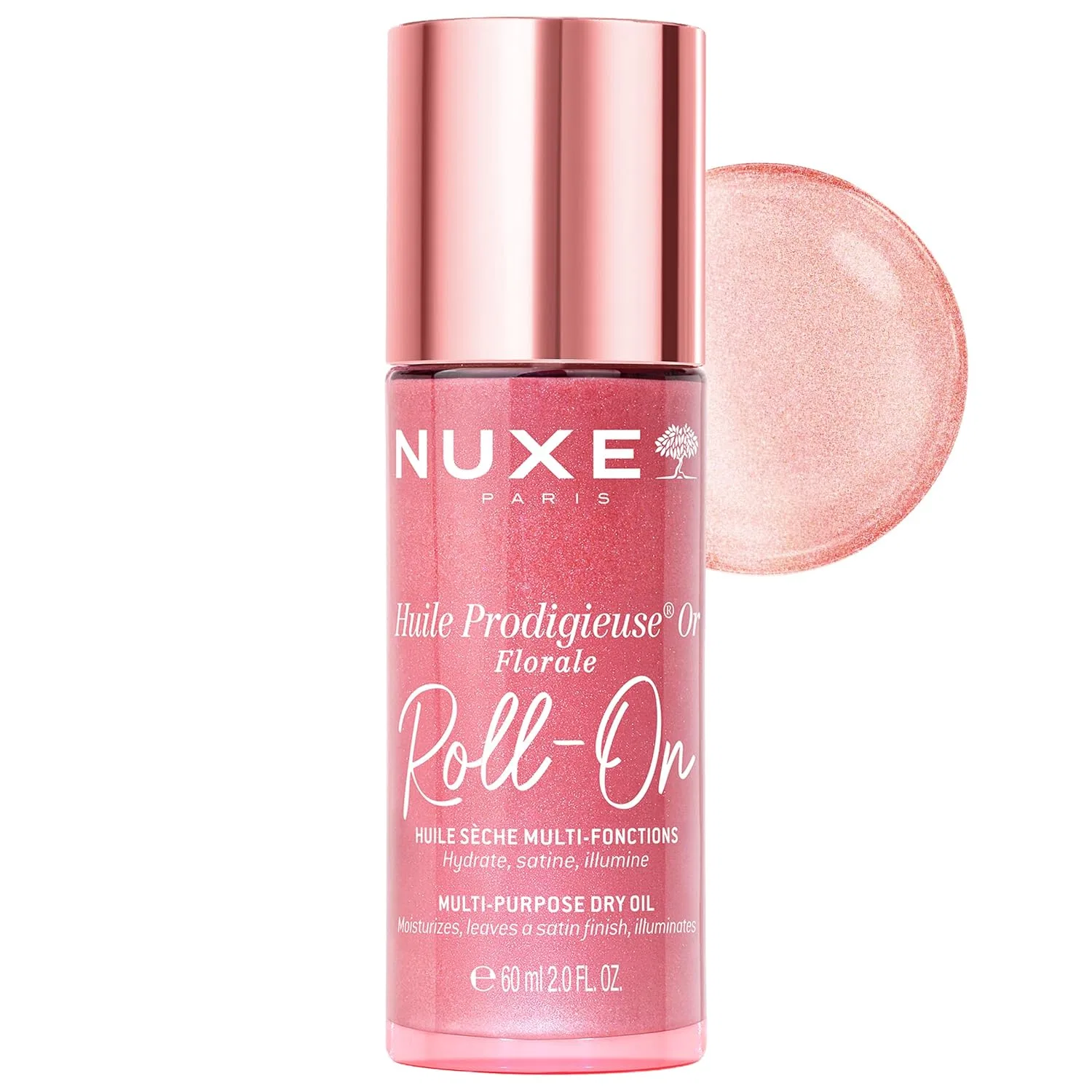 Масло для лица, тела и волос Nuxe Huile Prodigieuse Shimmering Florale Roll-On, 60 мл, Roségold