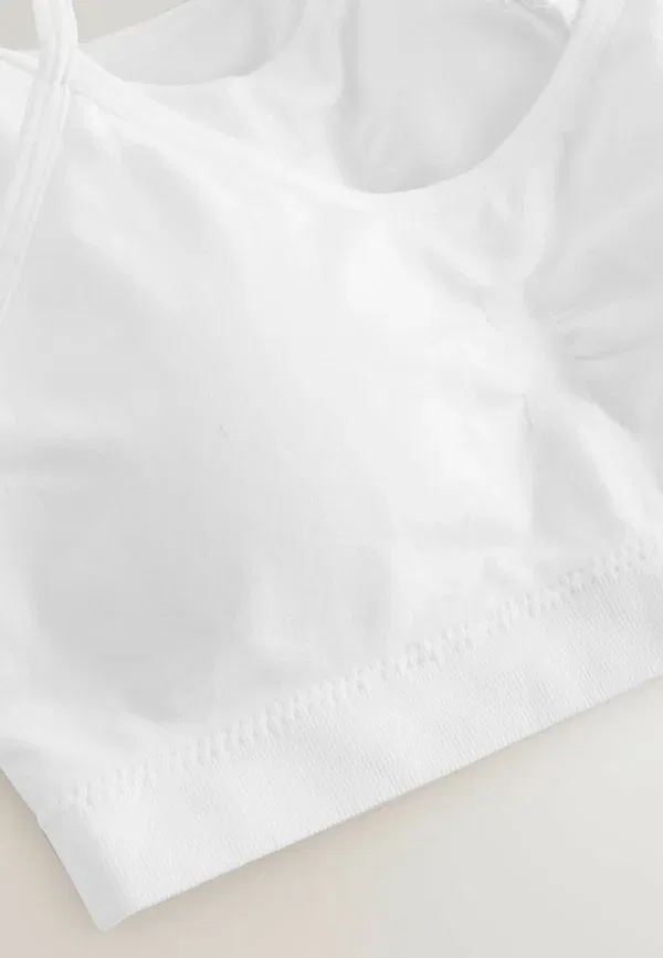 Топ с открытой спиной, съемные мягкие чашки, модель Seamfree strappy crop, Next, White, белый — фото 3