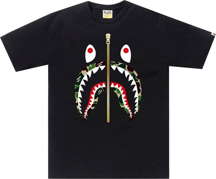 

Футболка BAPE ABC Gold Zip Shark T-Shirt 'Black', черный