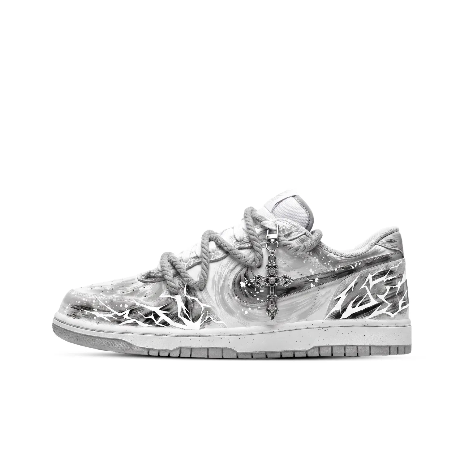 Скетборд-кроссовки детские с низким верхом Big Skateboard Shoes, Nike, Black White Gray — фото 2