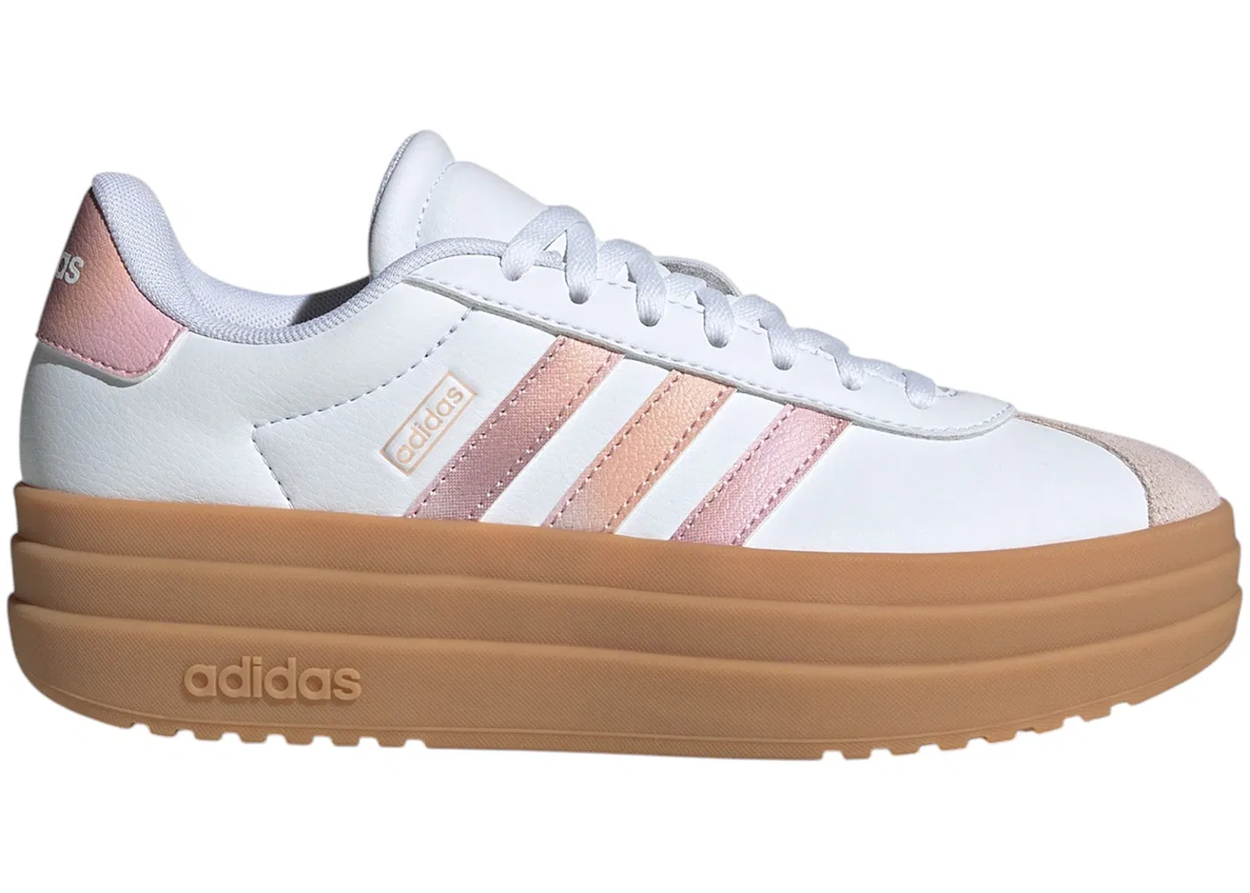 Детские кроссовки lifestyle с низким силуэтом Adidas VL Court Bold, Cloud White/Powder Coral/Gum