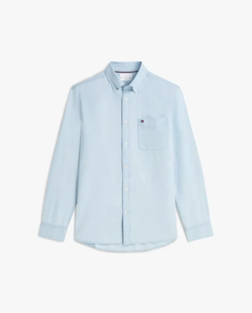 Мужская рубашка из шамбре с длинным рукавом Tommy Hilfiger, Azul Celeste — фото 4