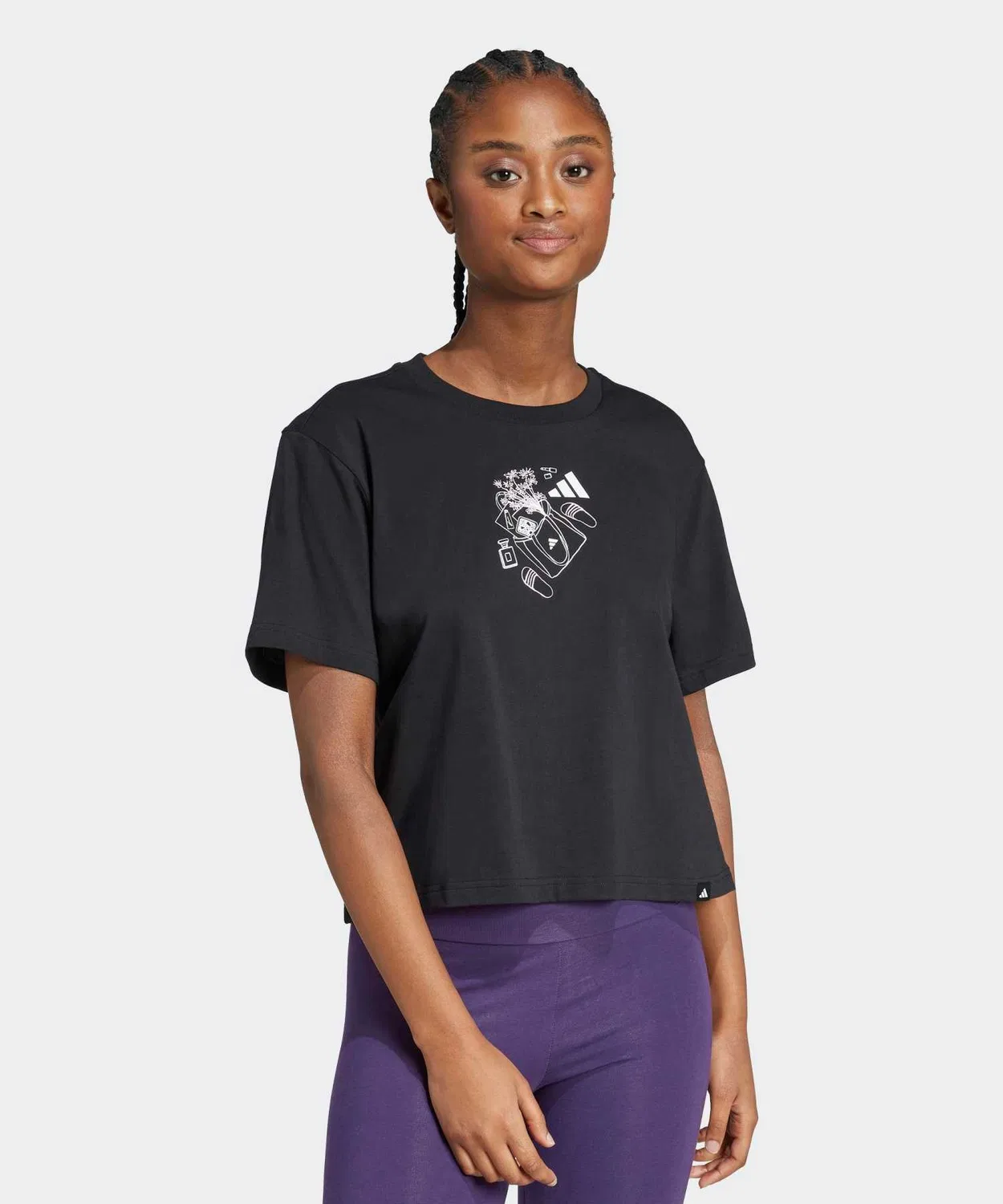 Женская футболка с принтом Mini Graphic Adidas, Black