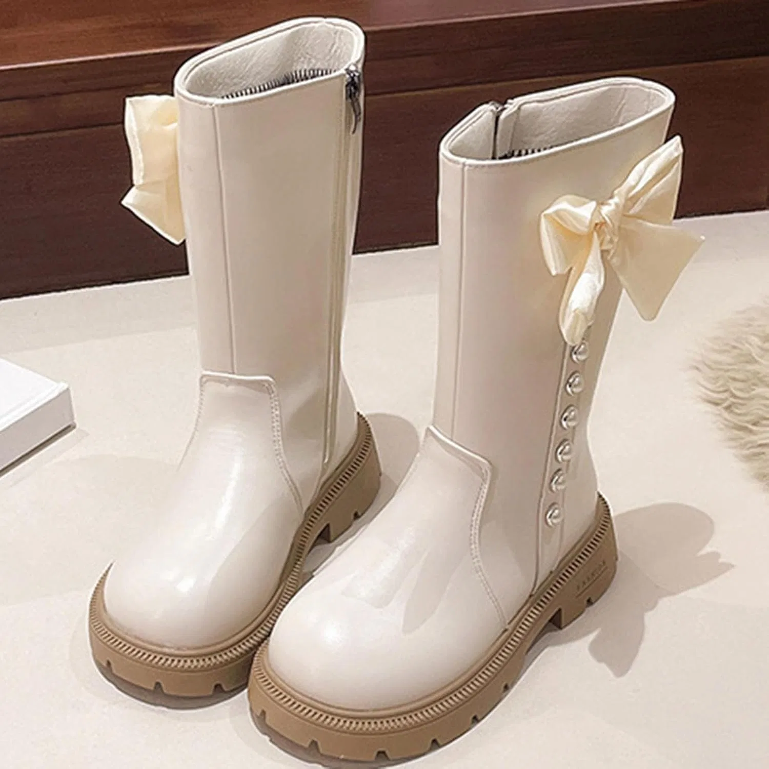 Детские сапоги для девочек с блестками, модель Cowgirl Boots Glitter, бренд, White — фото 3