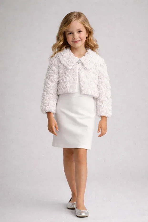 Детское болеро для девочек с принтом 3D rose textured Monita, White