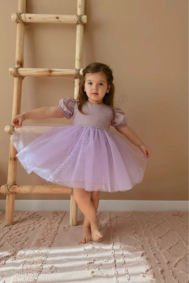 Детское платье для девочек с коротким рукавом-фонарик Penu Baby Kids, Purple