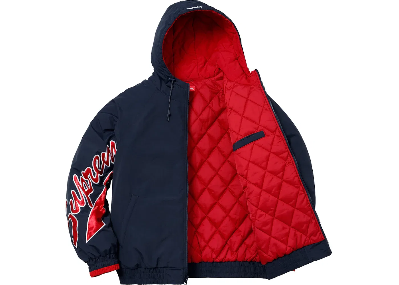 Мужская куртка Supreme Sleeve Script Sideline Jacket, Navy — фото 2