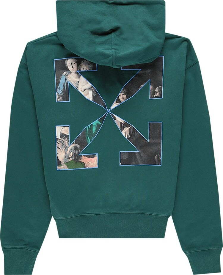 Толстовка Off-White Caravaggio Painting Over Hood 'Dark Green', зеленый — фото 3