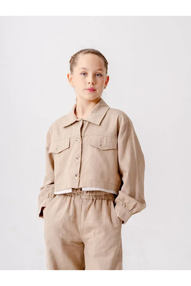 Детская куртка для девочек укороченное Giyicem Tekstil, Beige — фото 3