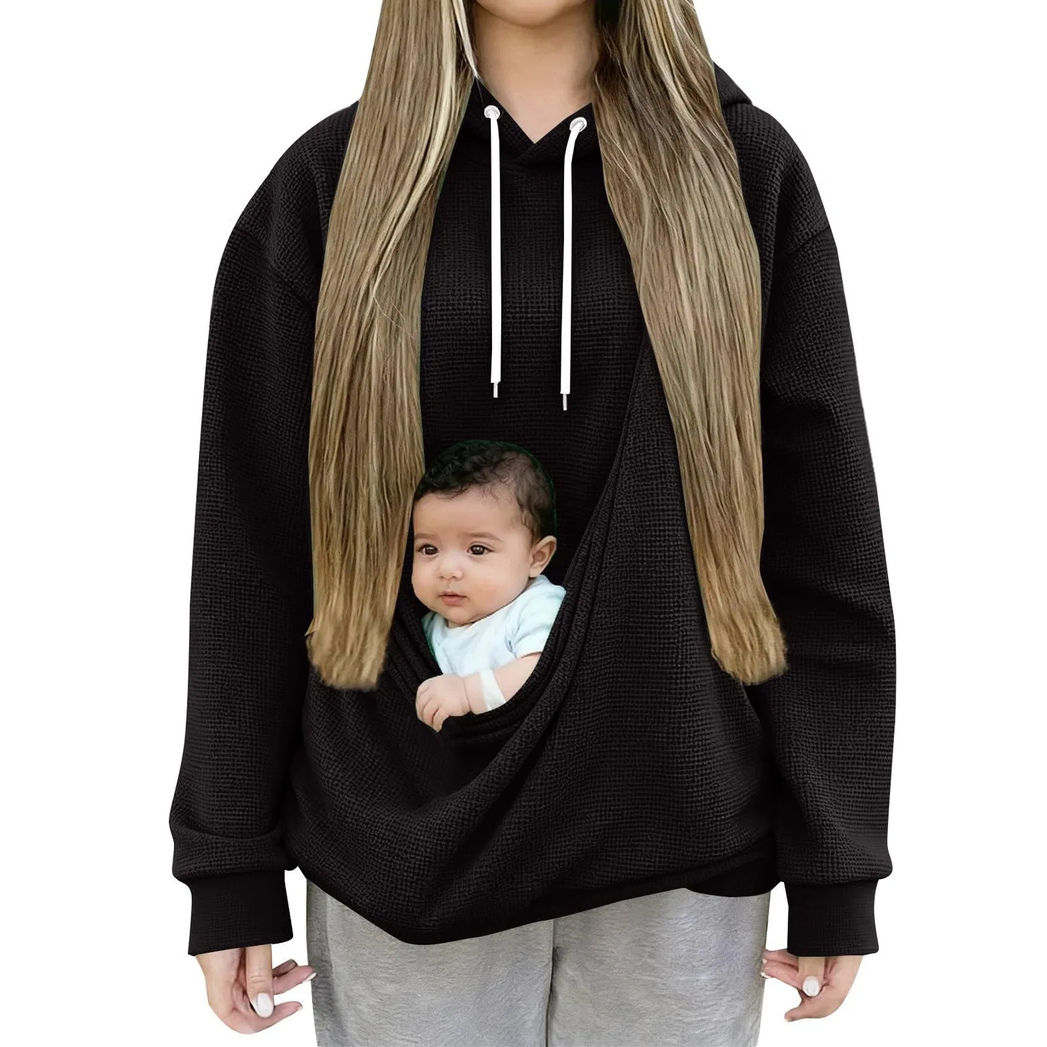 Женский худи с карманом-кенгуру Cat Hoodie, Z11 Black — фото 4