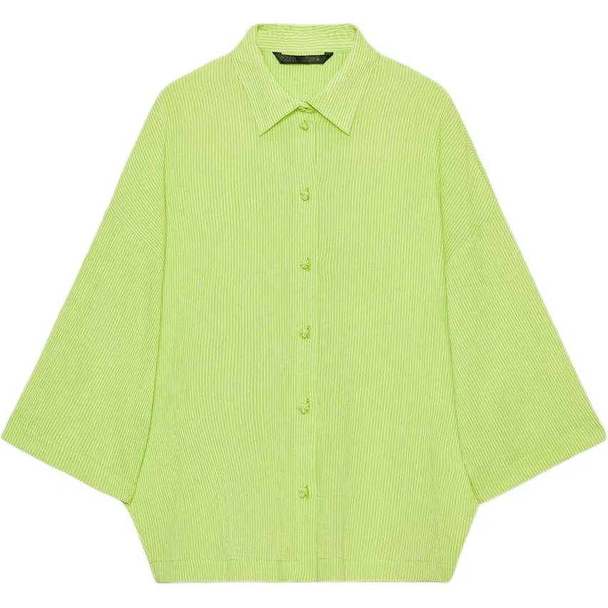 Женская рубашка с лацканами Green ZARA, Green