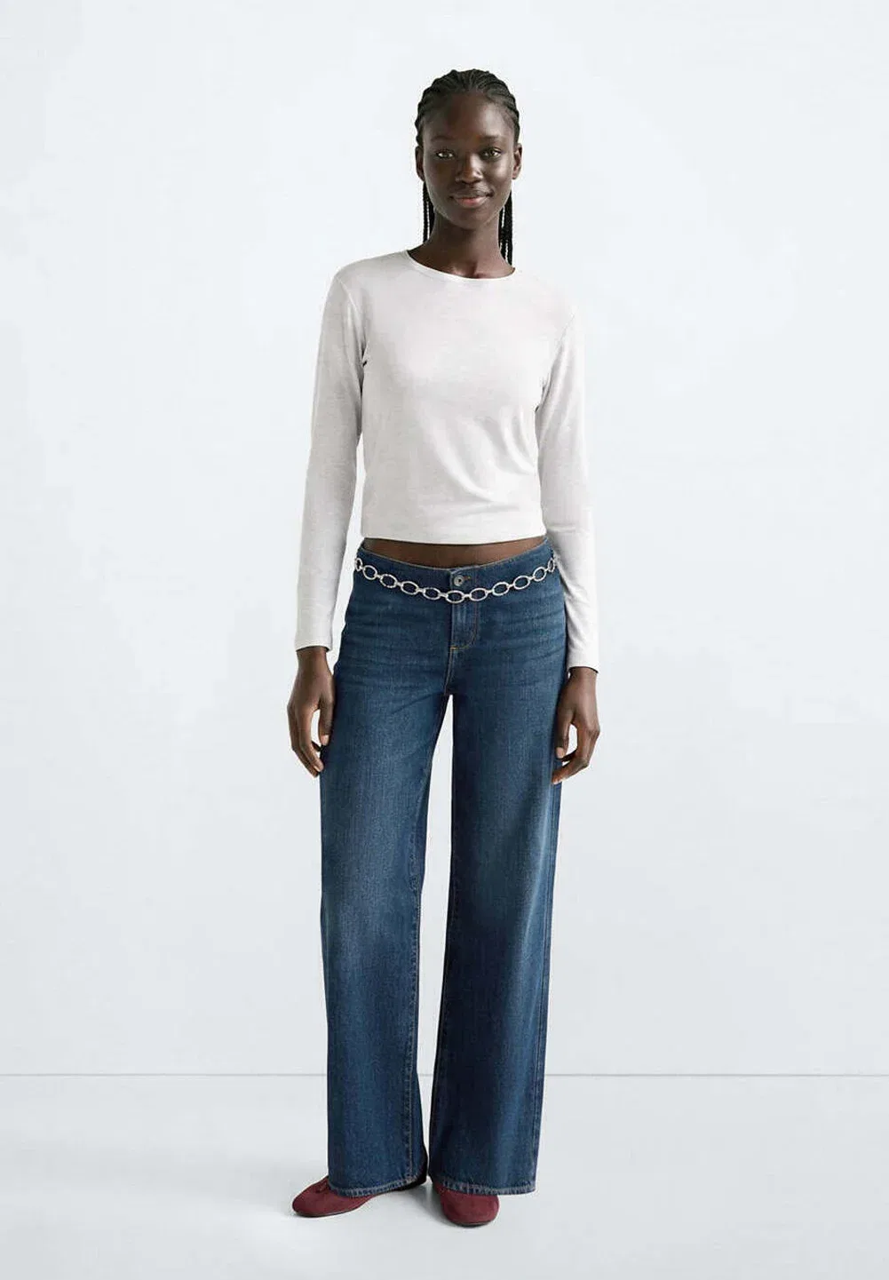 Подростковая футболка с длинными рукавами Mango Kids, Mottled Light Grey