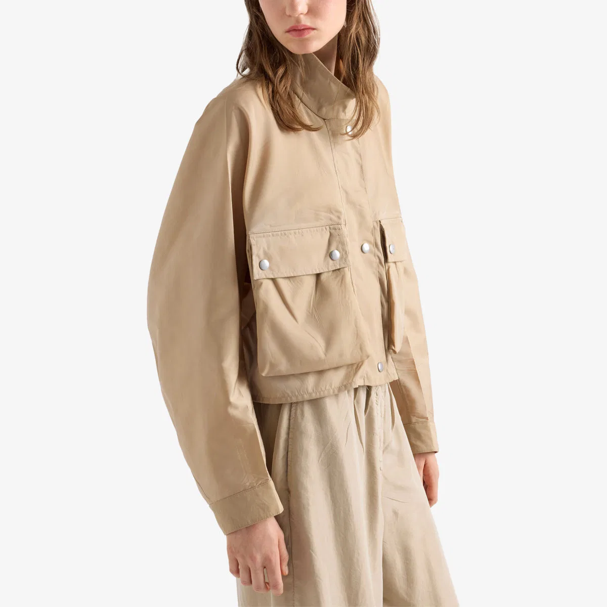 Куртка-борцовка из нейлона re-nylon с эффектом потертости Prada, коричневый — фото 3