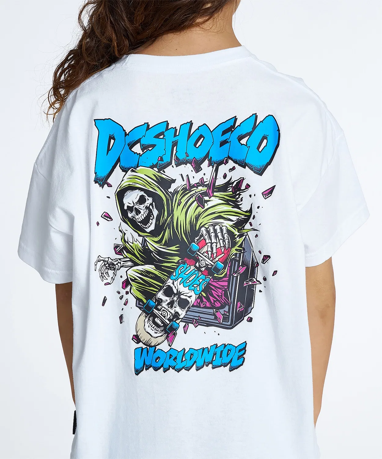 Детская футболка с принтом DC 26 KD CLASH SKULL SS, White — фото 4