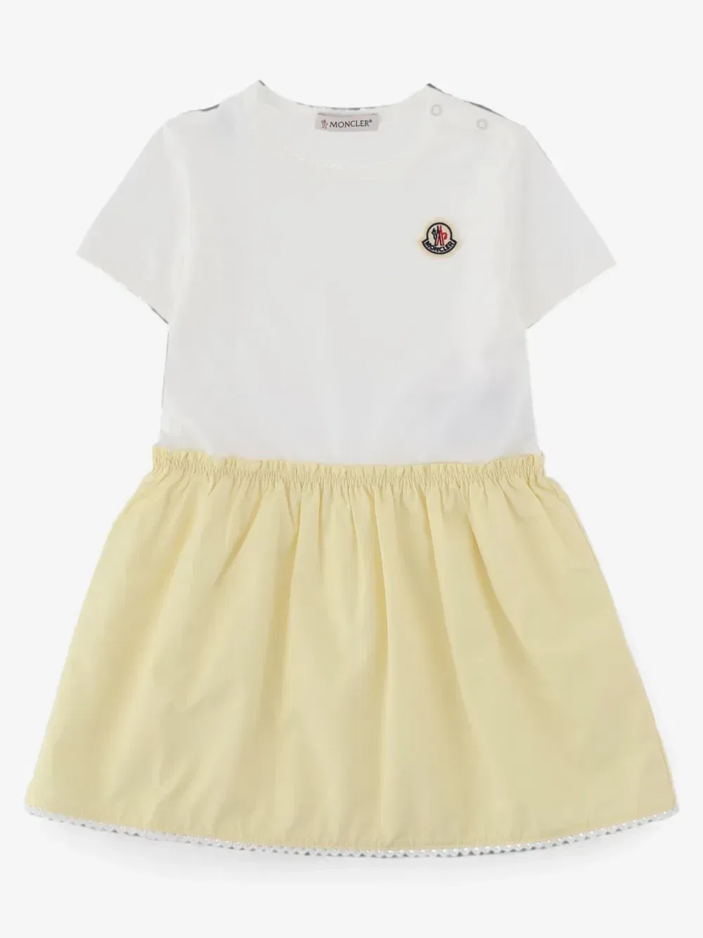Расклешенное платье с нашивкой-логотипом Moncler Enfant, белый — фото 2