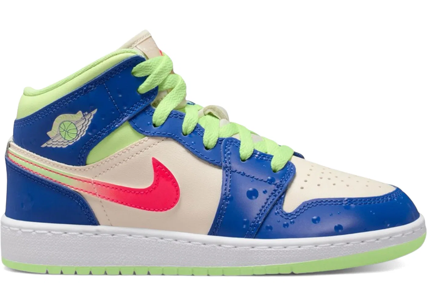 Детские кроссовки с принтом Jordan 1 Mid SE Jordan, Game Royal/Barely Volt/Infrared 23/Pale Ivory
