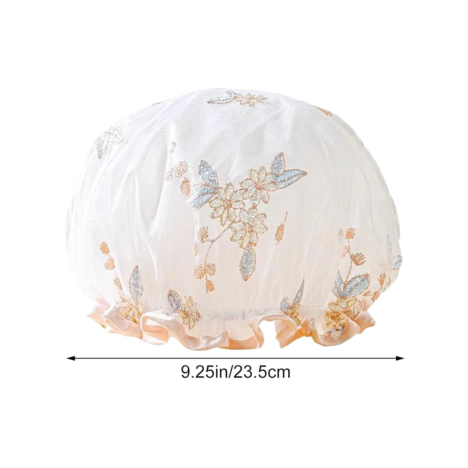 Двухслойная вышитая шапочка для душа yueton, 2 шт, Weiss/opulenter Garten — фото 2