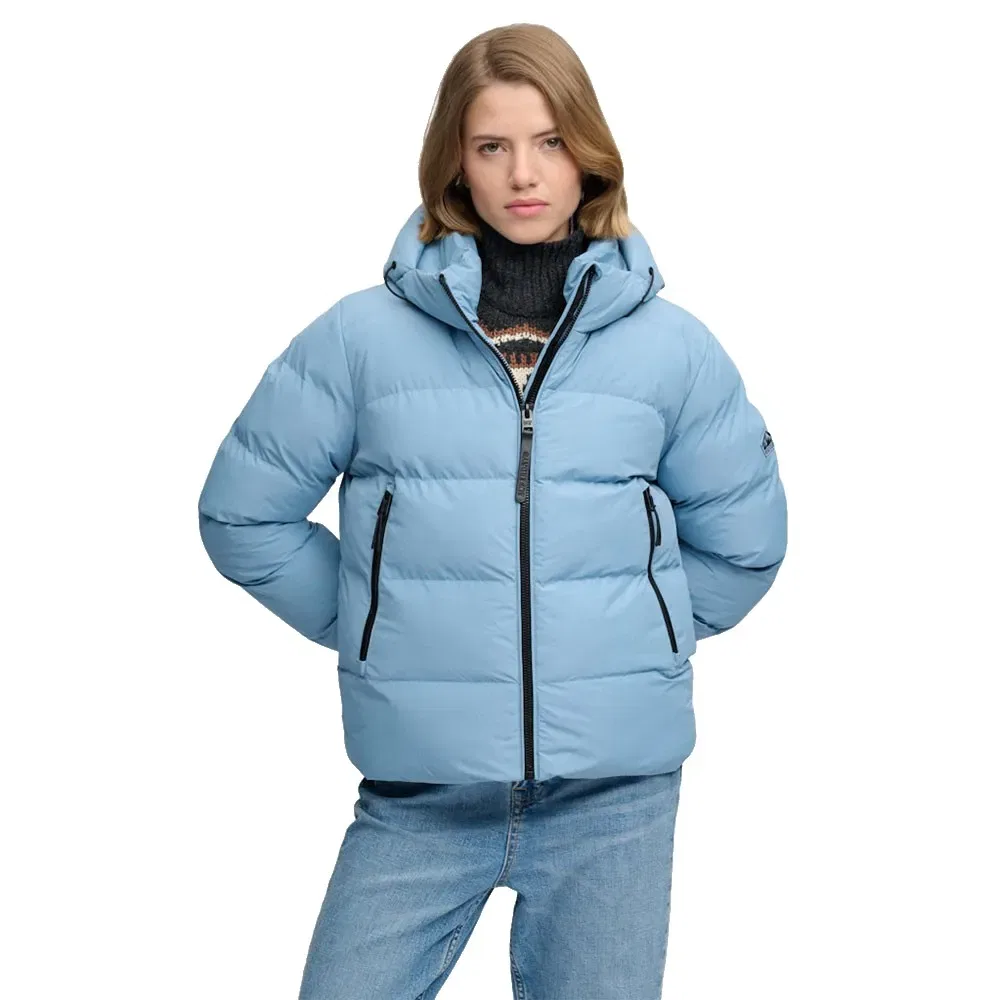 Женская куртка утепленная с капюшоном Superdry, Blue — фото 4