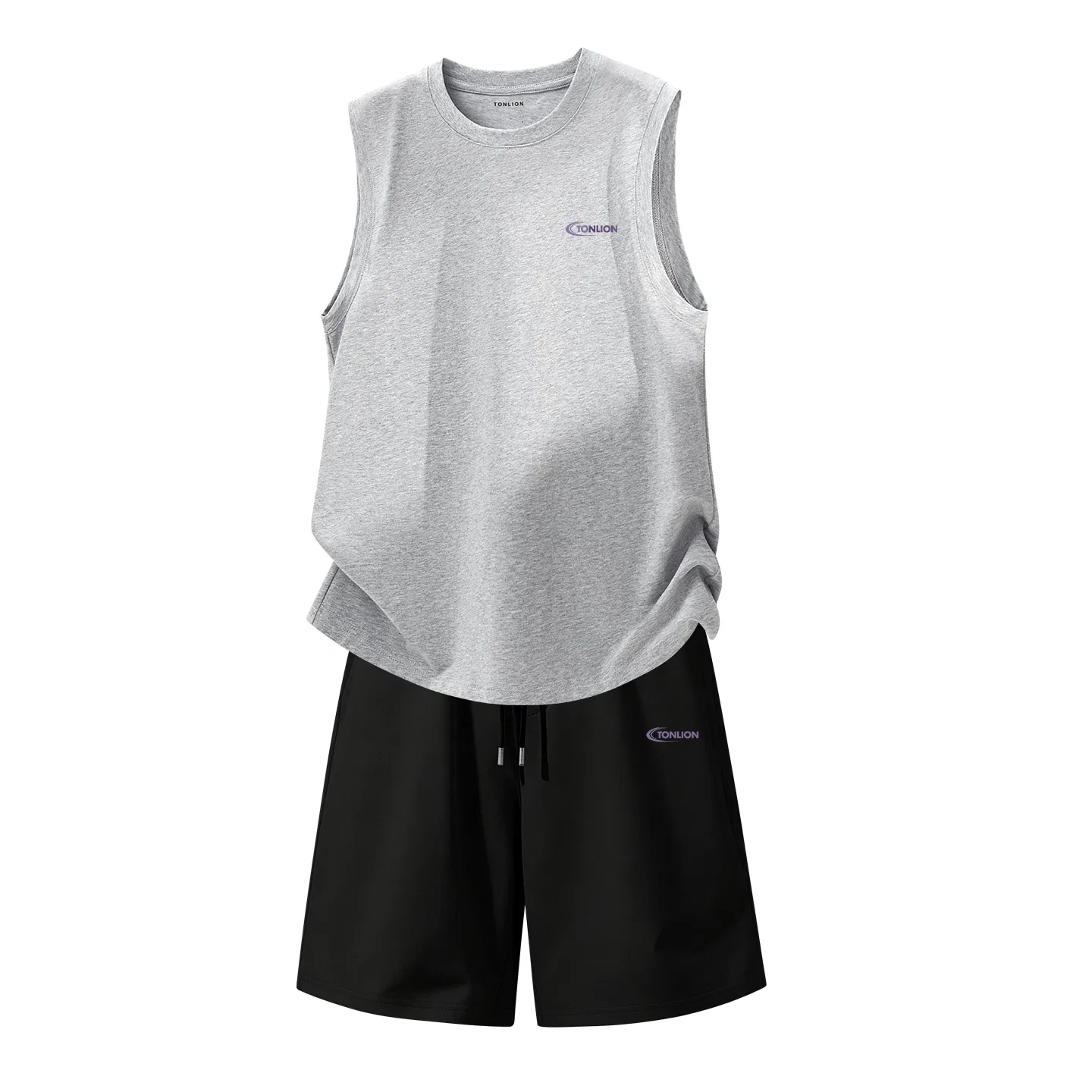 Детский комплект майки и шорт из хлопка Tonlion, Heather Grey And Black