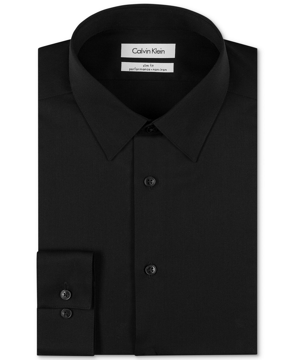 Мужская классическая рубашка slim fit non iron performance с воротником в елочку Calvin Klein, черный — фото 2