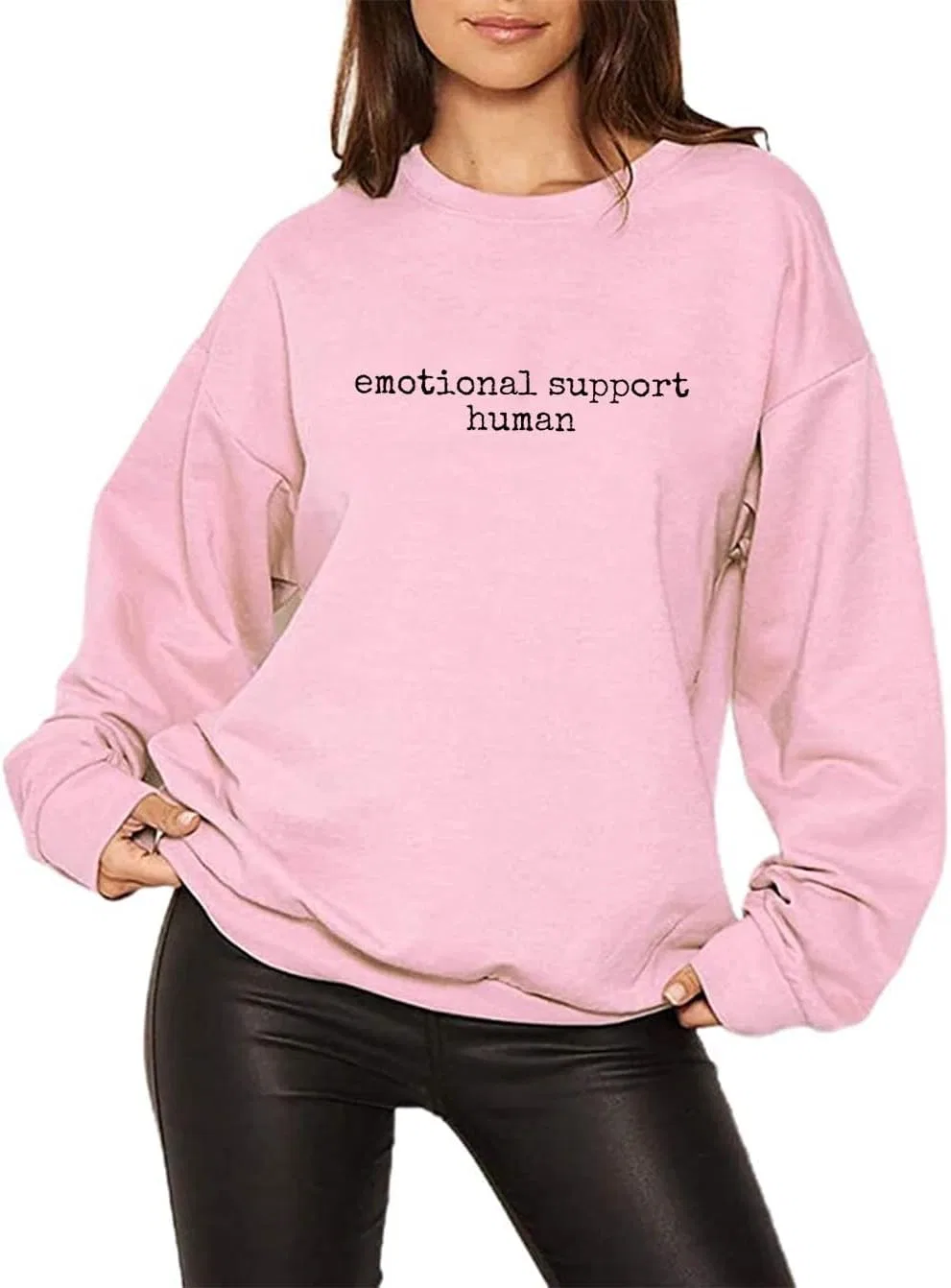 Женский свитшот с принтом Emotional Support Human, розовый